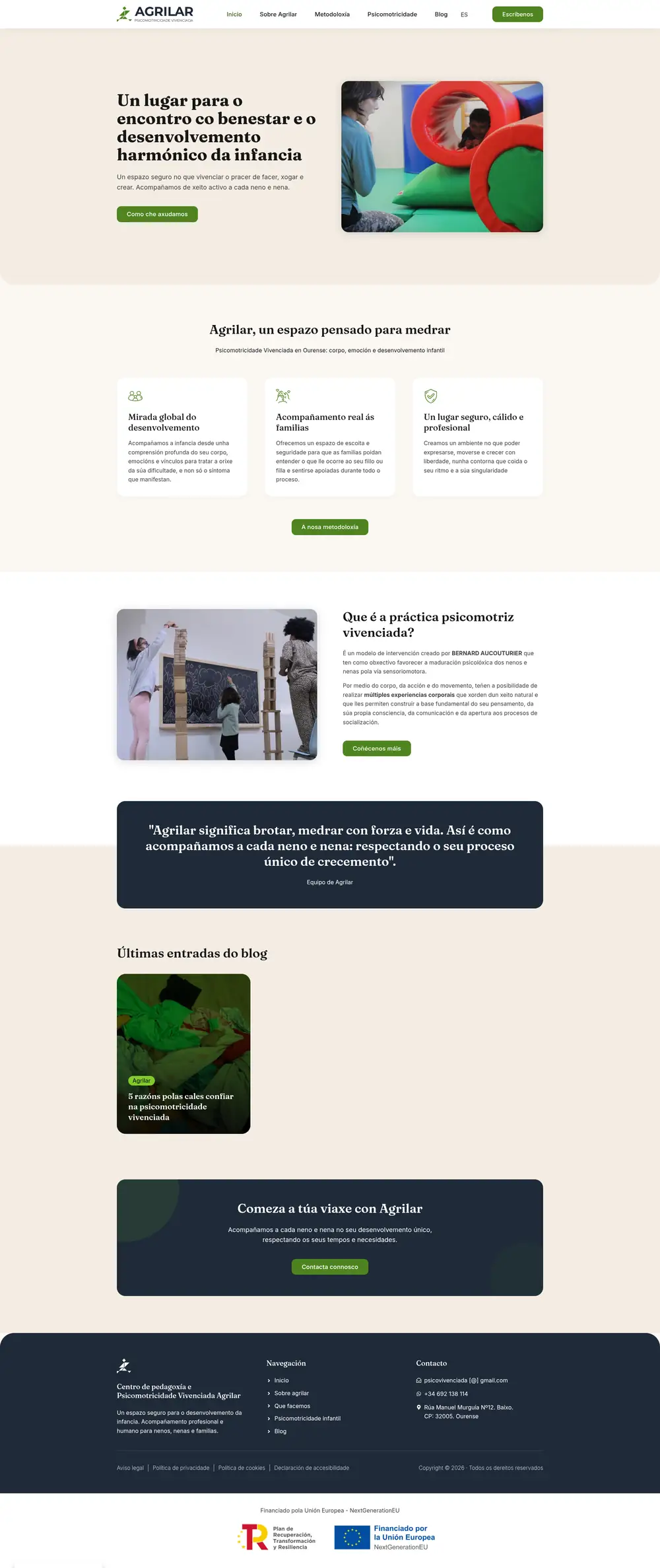 Captura da web de Agrilar en escritorio