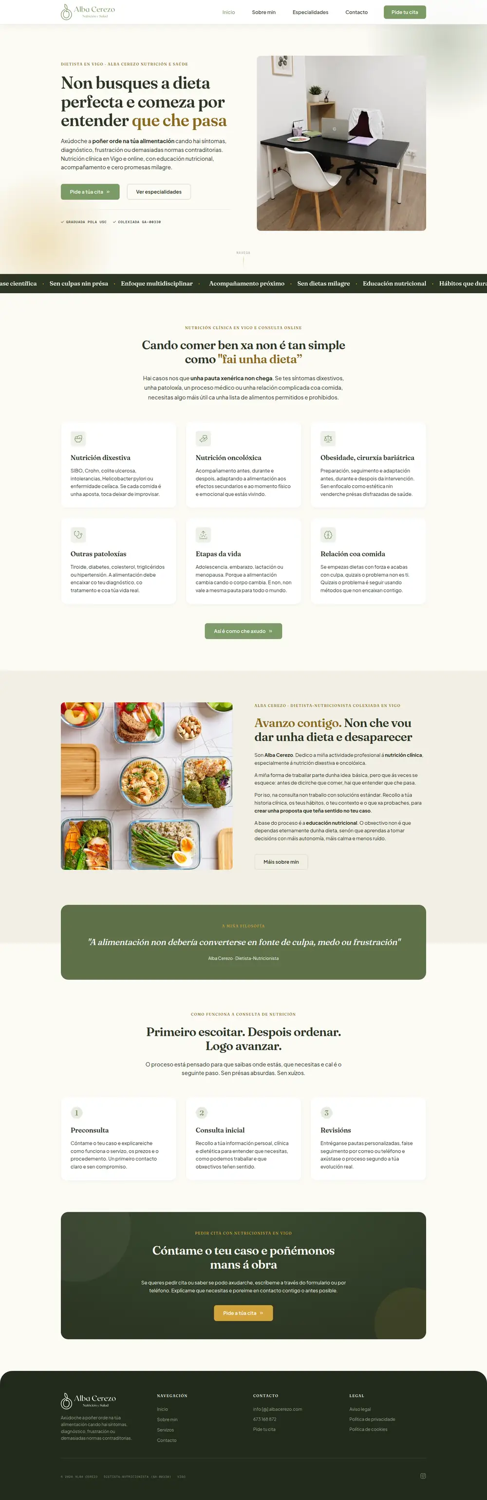 Captura da web de Alba Cerezo en escritorio