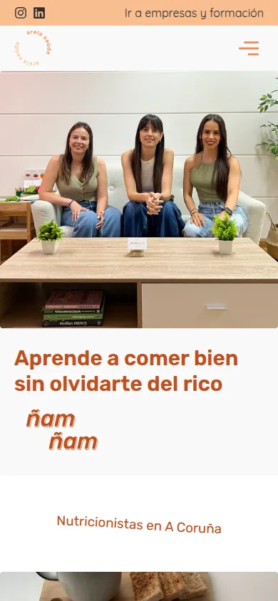 Captura da web de Arela Saúde S.Coop Galega en móbil