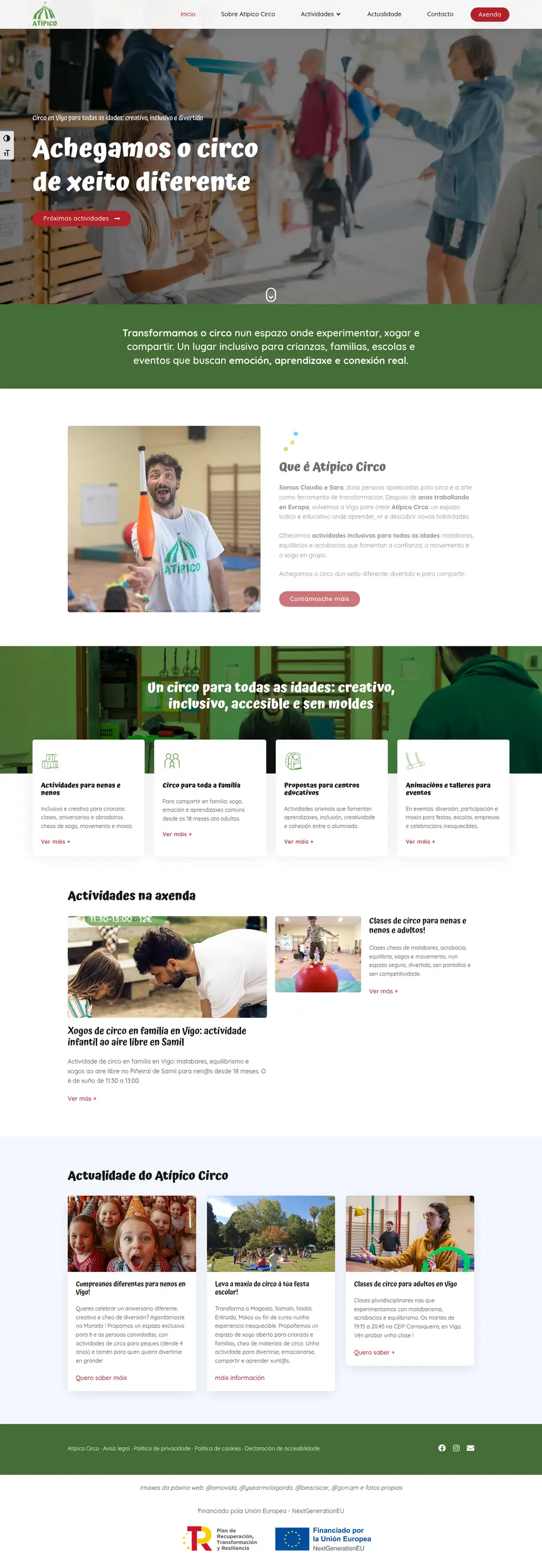 Captura da web de Claudio Casaccia e Sara Comesaña en escritorio
