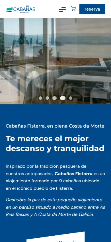 Captura da web de Cabañas Fisterra en móbil