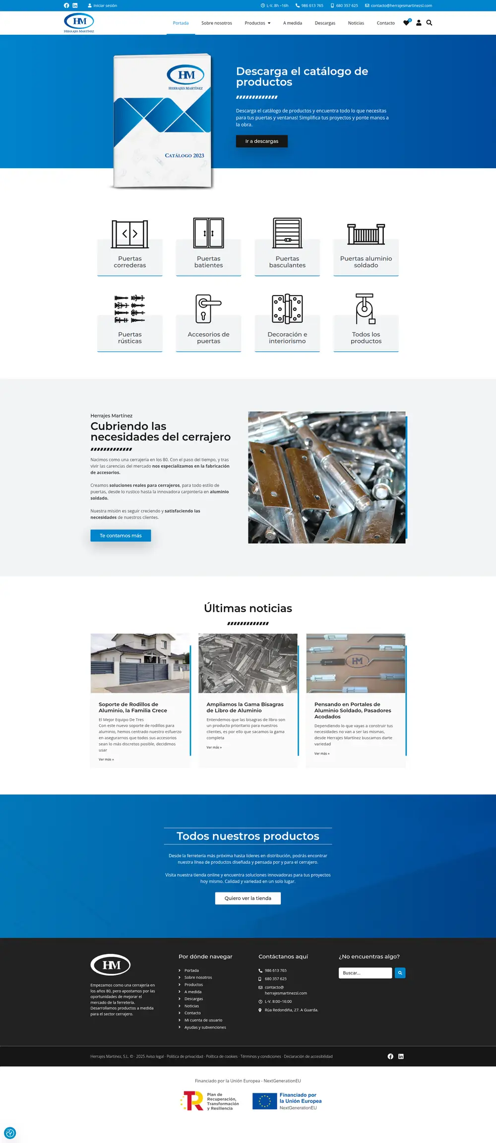Captura da web de Herrajes Martínez en escritorio