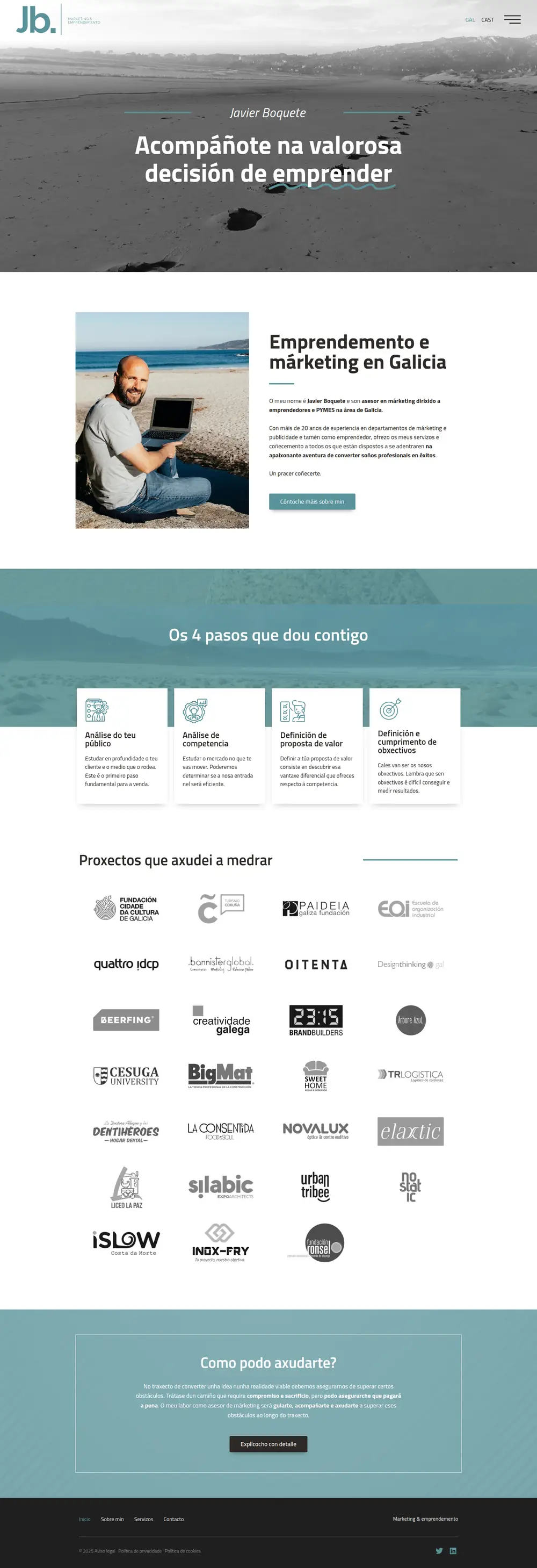 Captura da web de Javier Boquete en escritorio