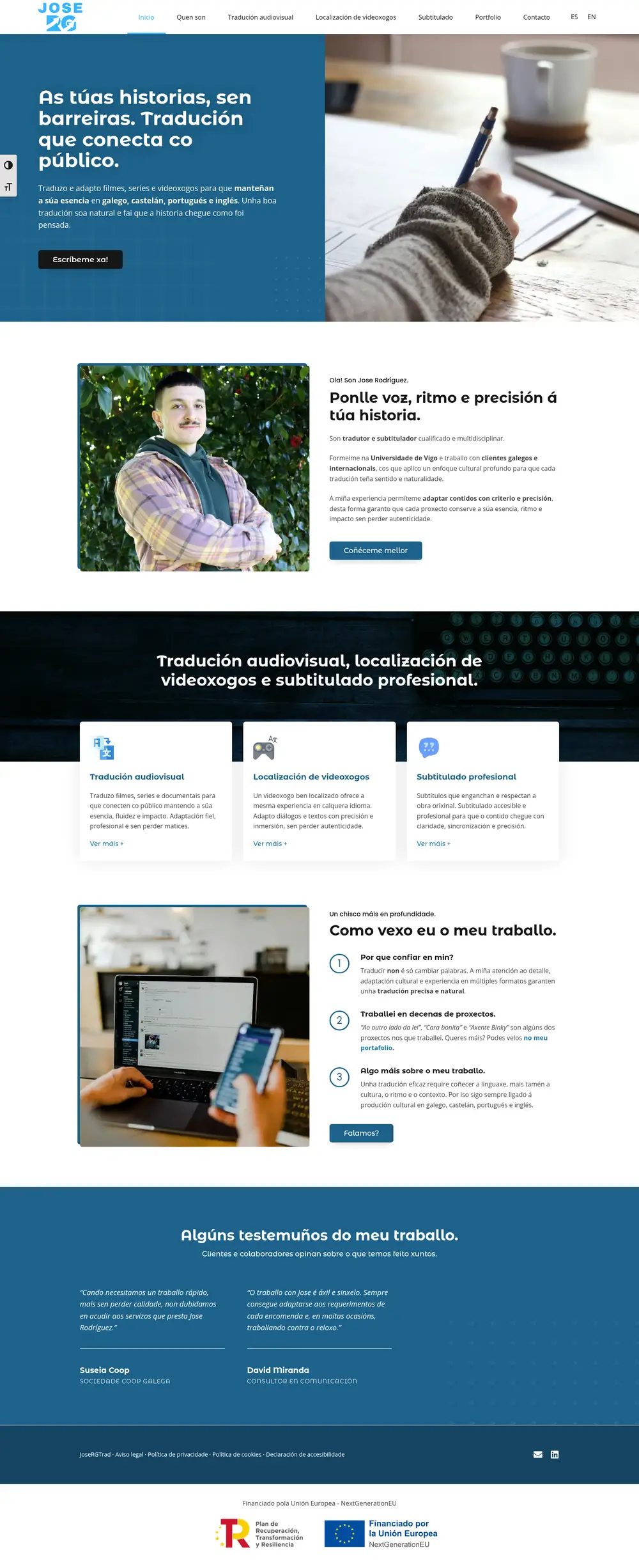 Captura da web de José Rodríguez en escritorio