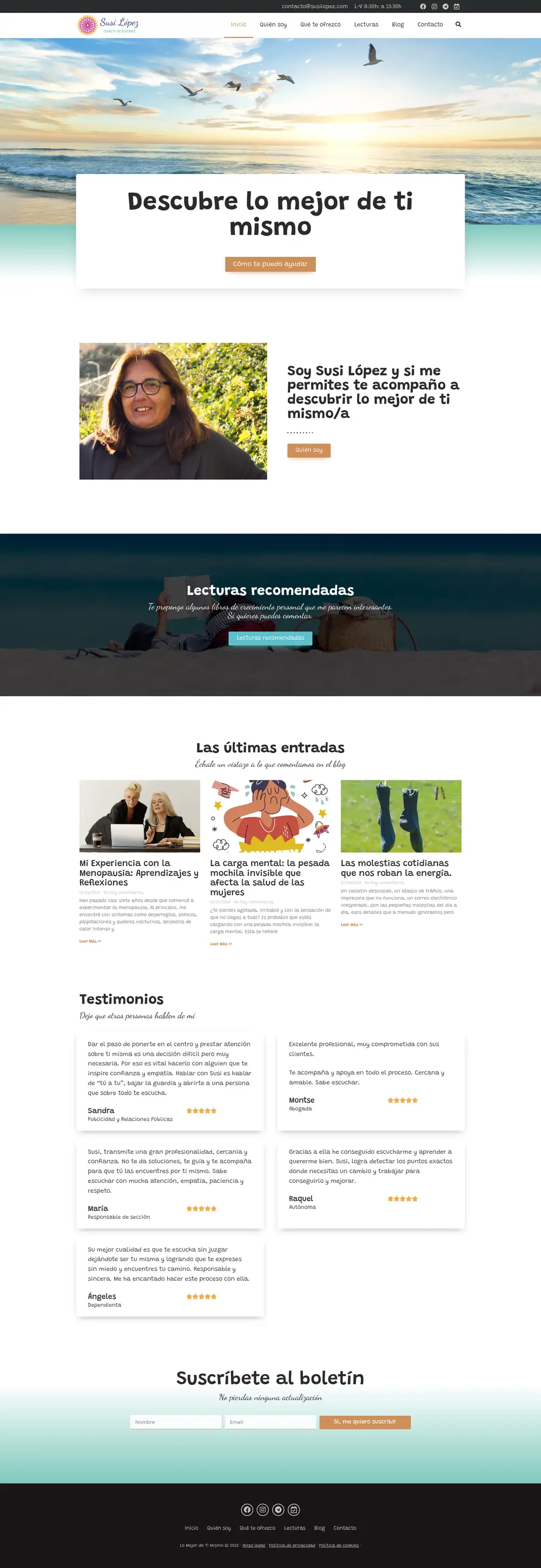 Captura da web de Susi López en escritorio