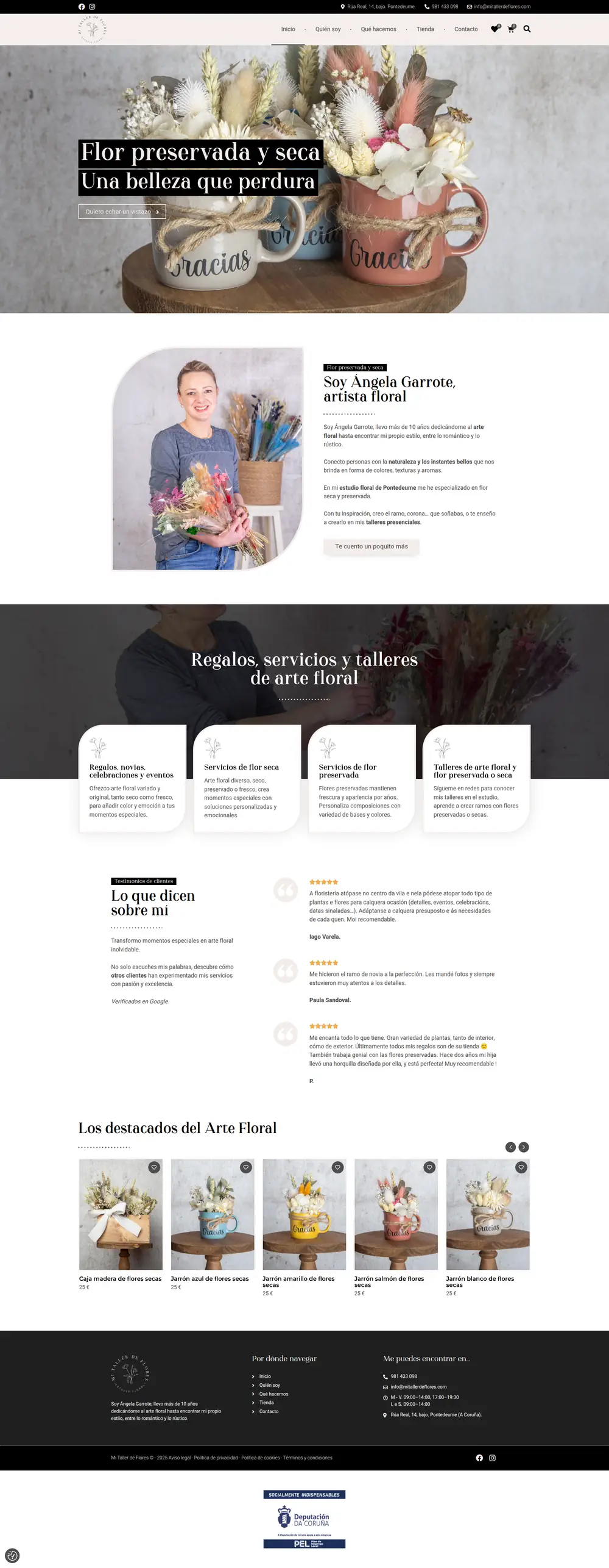 Captura da web de Mi Taller de Flores en escritorio