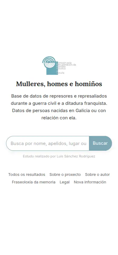 Captura da web de Mulleres, homes e homiños en móbil