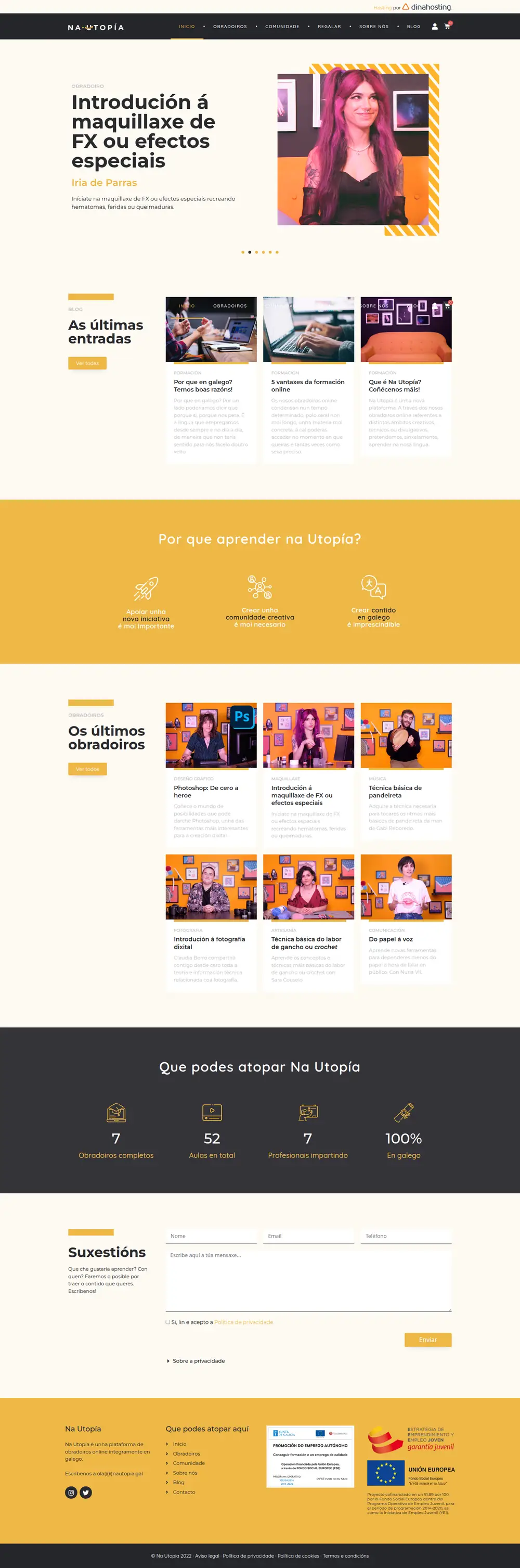 Captura da web de Na Utopía en escritorio