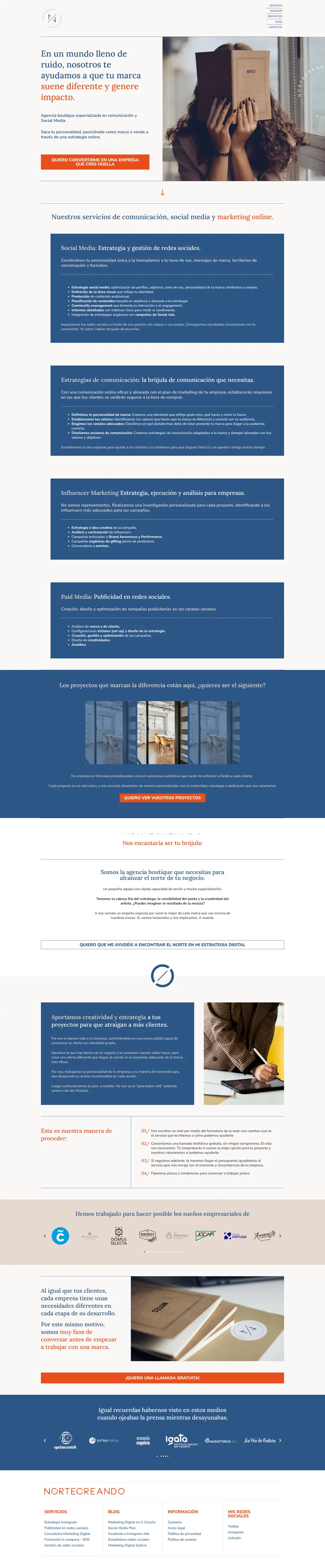 Captura da web de Nortecreando en escritorio