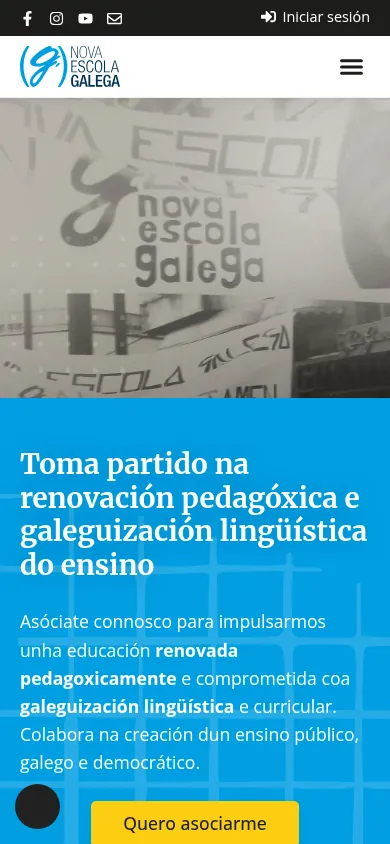 Captura da web de Nova Escola Galega en móbil