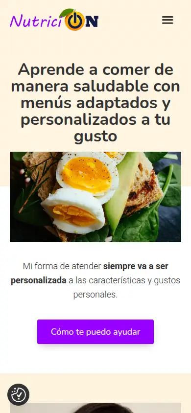 Captura da web de NutriciON Coruña en móbil