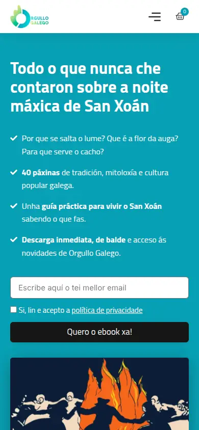 Captura da web de Orgullo Galego en móbil