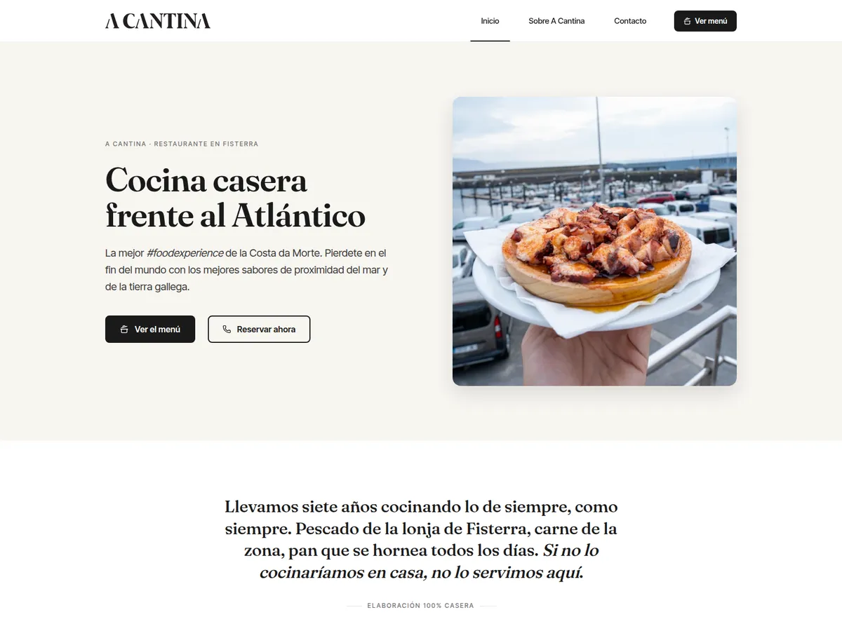 Web de A Cantina en Fisterra