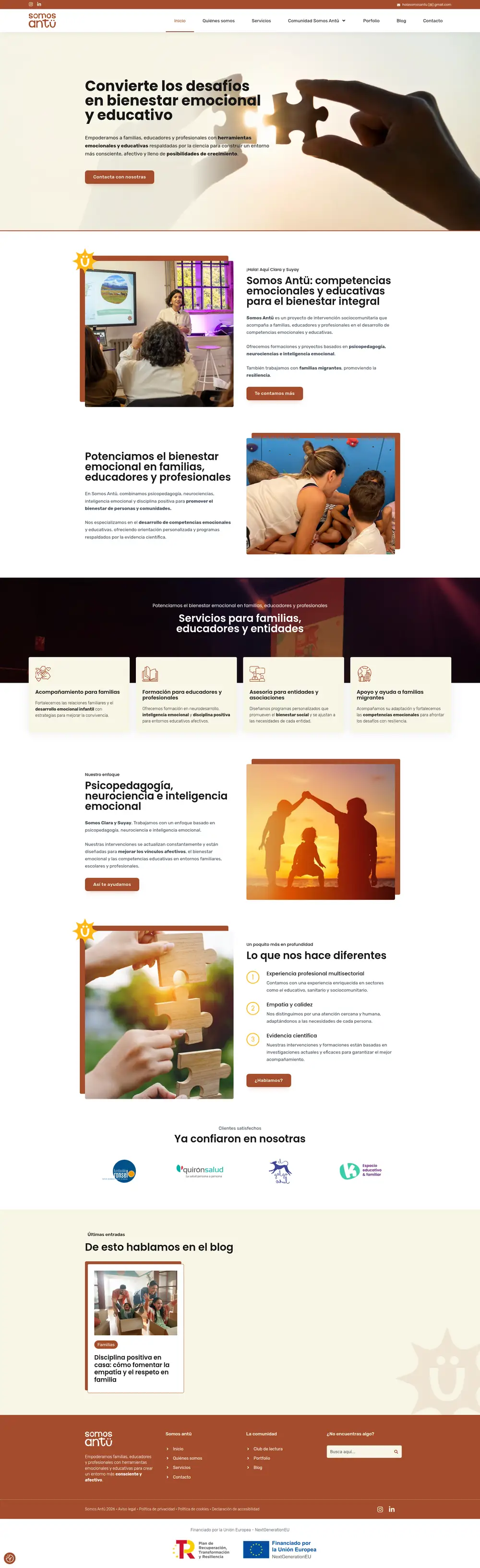 Captura da web de Somos Antü en escritorio