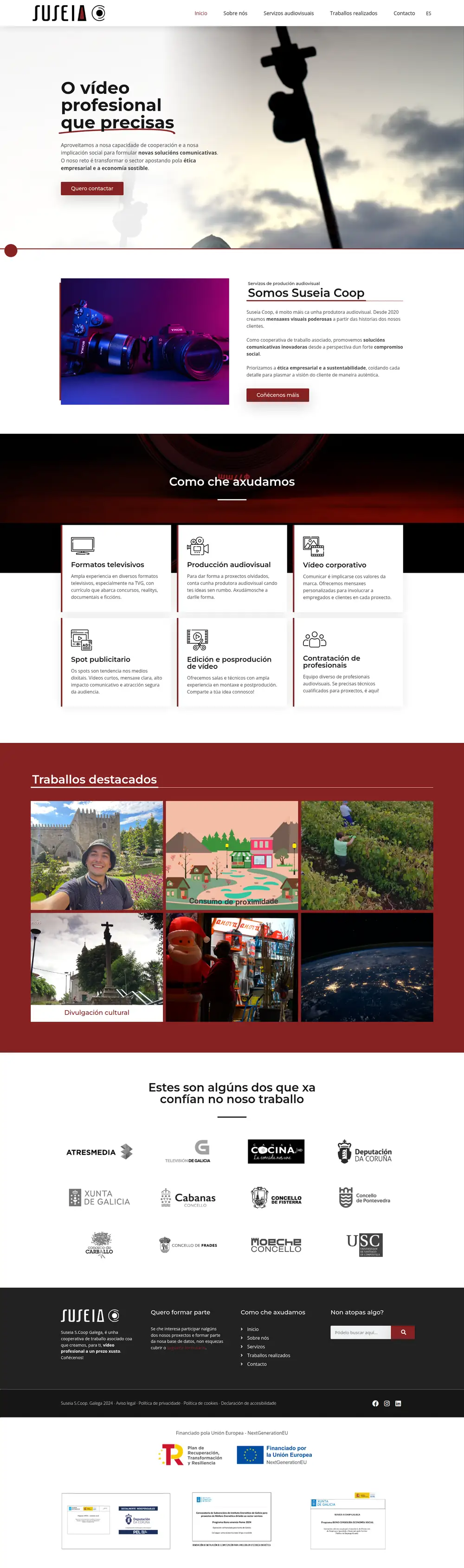 Captura da web de Suseia S.Coop Galega en escritorio